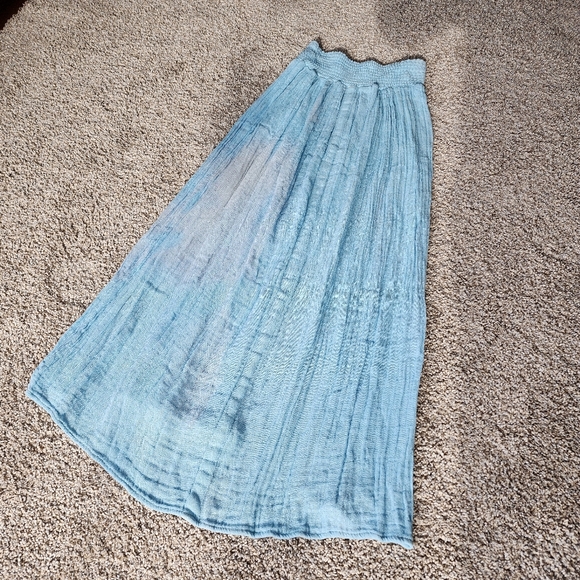 New Free People Jen's Pirate Booty Blue Gauze Maxi Skirt - Picture 10 of 12